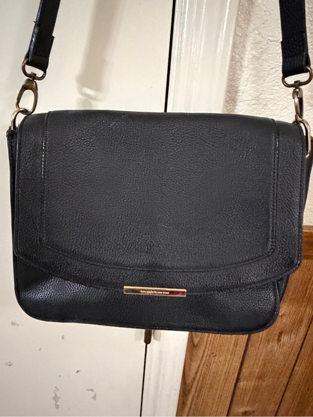 kate spade Black Leather Flap Crossbody Bag